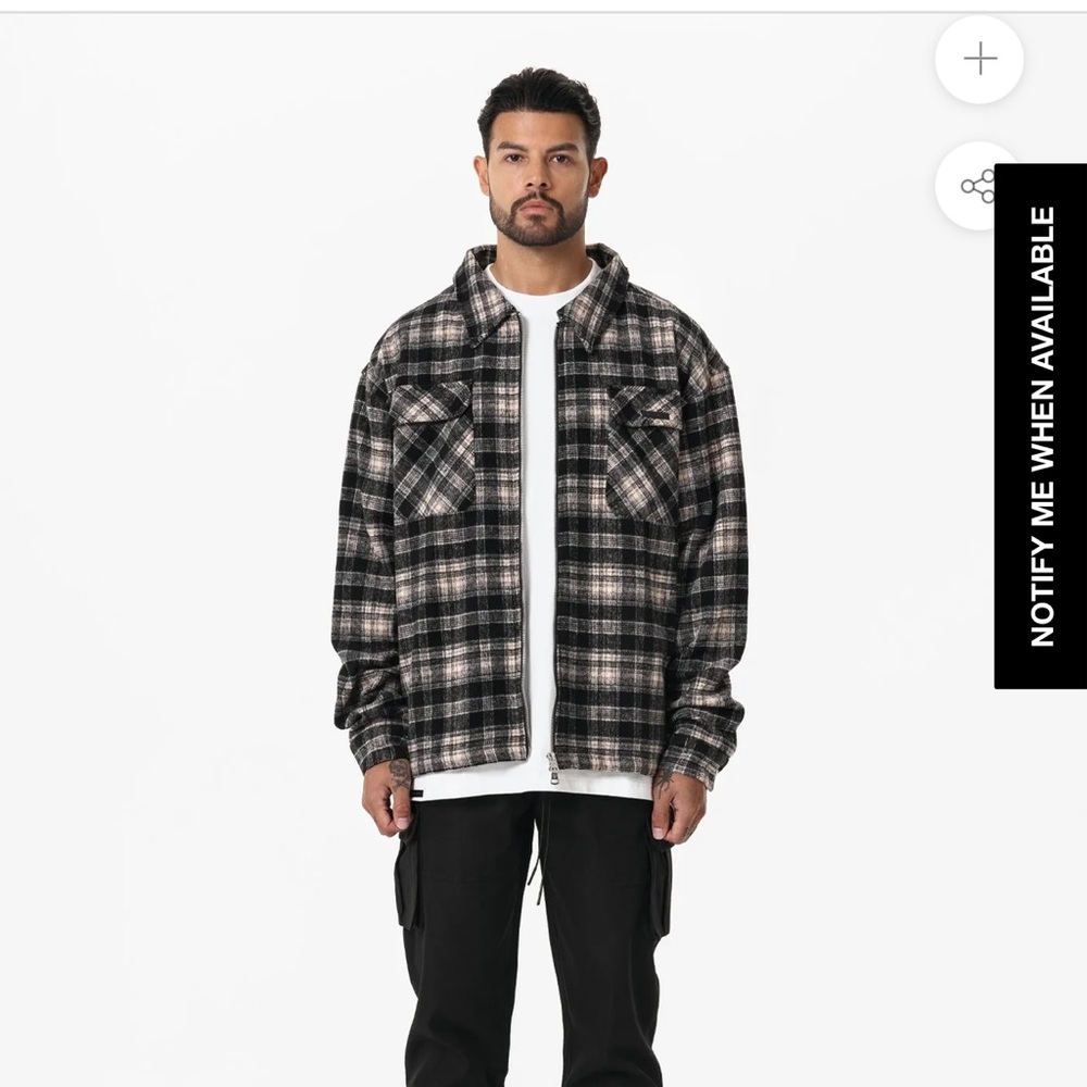 Sans Pareil Flannel Zip Up Shacket